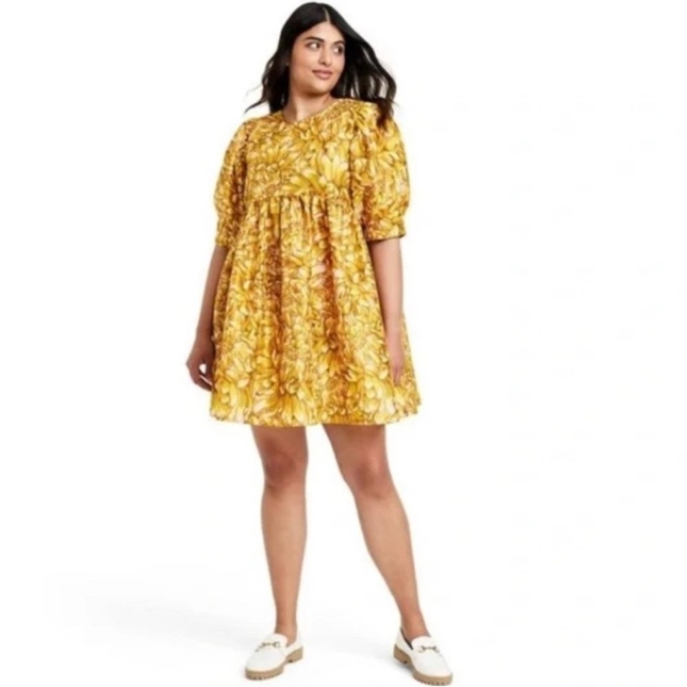 Kika Vargas Yellow Floral Mini Dress